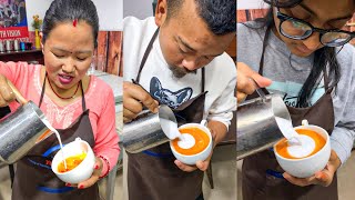 🇳🇵BARISTA TRAINING IN NEPAL  LATTE ART FOR BEGINNER BARISTA BARISTA COFFEE MAKING FOR BEGINNER [upl. by Gillette]