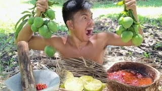 Eating Green Manggo with spicy Hipon amp Lemon Mouth Watering Boy Tapang 🍏🥵🌶️ [upl. by Phemia]