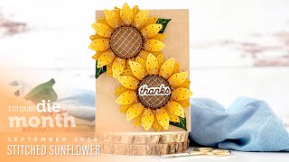 Spellbinders September 2024 Stitching Die of the Month – Stitched Sunflower [upl. by Airet]