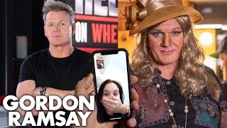 Gordon Ramsay Calls His Kids While Undercover As A Woman On 24 Hours to Hell amp Back [upl. by Rihaz]