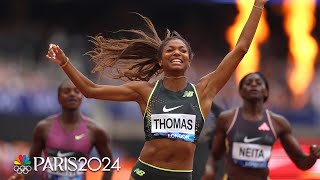 Gabby Thomas SURGES late to win women’s 200m at London Diamond League  NBC Sports [upl. by Enella]