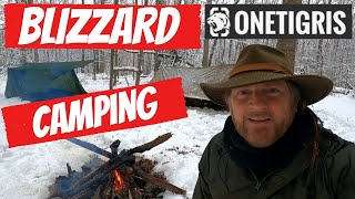 OneTigris Backwoods Bungalow Tent Camping In Snow Storm  Hammock Camping in Snowstorm  Hyke amp Byke [upl. by Magill]