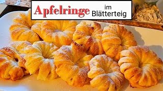 Apfelringe im Blätterteig super easy und mega lecker schnelles und einfaches Rezept [upl. by Aseen]