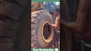 Best working day 1684 Forklift tire repair process [upl. by Soble]