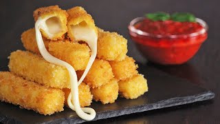 Cheese Mozzarella Sticks with Homemade Marinara Sauce  How Tasty Channel [upl. by Aitsirt269]