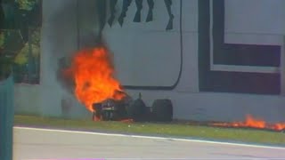 Gerhard Berger Huge Crash  F1 1989 Imola San Marino Grand Prix [upl. by Ecirtnas]