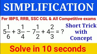 Simplification Tricks  Fraction Based simplificationSimplification tricks for all competitive exam [upl. by Niai]