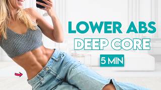 Toned Tight LOWER ABS  5 min Home Workout  Pilates for Deep Core amp Pelvic Floor [upl. by Nek]