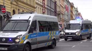 Special riot unit Large police convoy in Prague [upl. by Annwahsal208]