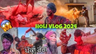 Holi Hai 2024 😱 PAKKA RANG Balloons FIGHT Punjab Di Holi  Colour Cylinder [upl. by Goines]