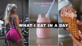 FULL DAY OF EATING  no tracking easy high protein meals [upl. by Lemmor]