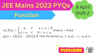 Let fx  a if a ≤x≤ 0 x  a if 0 ≤x≤ a amp gx  fx  fx 2 then the function JEE [upl. by Assennav]