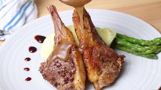 Garlic Herb Crusted Lamb chops With Gravy Sauce  Panfried Lamb Chop  How To COOK FRESH LAMB CHOPS [upl. by Sheba]