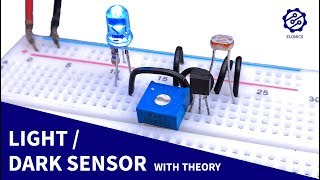 Light Sensor circuit on Breadboard  Darkness Detector  LDR amp Transistor Projects [upl. by Rainer801]