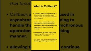 What is Callback youtubeshorts before interview revise concept Part2 javascript [upl. by Glynas]