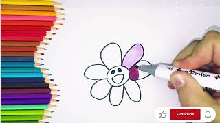 Coloring and drawing an flowers  Learning colors with children [upl. by Ateloiv]