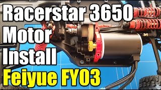 Racerstar 3650 Brushless Motor Install  Wltoys 12428 Feiyue FY03 Eagle3 4x4 Desert OffRoad Truck [upl. by Leaw]