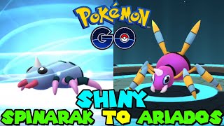 Evolving SHINY SPINARAK to SHINY ARIADOS in Pokemon GO shorts [upl. by Brit711]