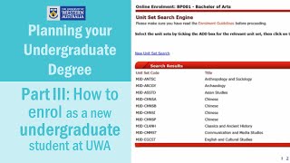 Part III How to Enrol as a New Undergraduate Student at UWA [upl. by Ybrik]