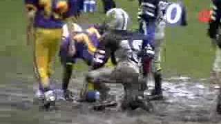 Sthubert Rebelles vs chomedey blues football 2006 rain Nick tackle 48 [upl. by Dlawso]