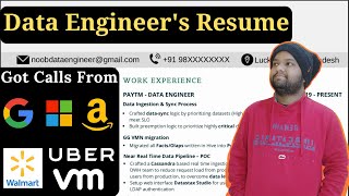 Reviewed My Resume  That Got Me Into AMAZON as Data Engineer  Interview Calls From Top Companies🔥 [upl. by Yrod]