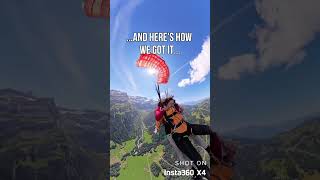 Paragliding tandem BASE jump cutaway behindthescenes insta360 [upl. by Esilrahc]