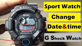 How to Change Date and Time in Sport Watch  Army Sport Watch Time Setting  G shock WR30M 58MM [upl. by Yenobe209]