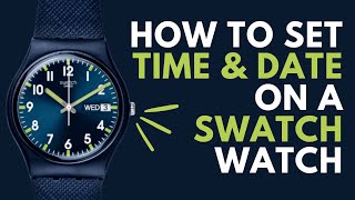 How to Set the Time Day and Date on a Swatch Watch  Swatch Watch Instructions [upl. by Calle]