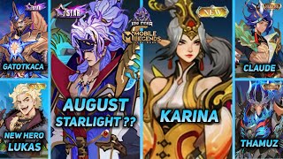 MARTIS SKIN STARLIGHT AUGUST  AGUSTUS KARINA NEW SKIN GROCK LIMITED SKIN MLBB UPCOMING SKIN 2024 [upl. by Japha]