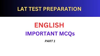 LAT Test Preparation English Important MCQs Part 1  HEC Lat Test [upl. by Neeleuqcaj378]