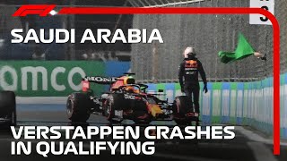 Verstappen Crashes Out In Qualifying  2021 Saudi Arabian Grand Prix [upl. by Spieler]