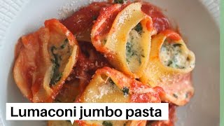 Pasta  Lumaconi ripieni with spinach and ricotta  stuffed jumbo shell pasta with ricotta amp spinach [upl. by Pyle545]