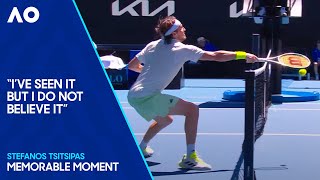 Stefanos Tsitsipas Bizzare Shot Over the Net Hits Umpires Chair  Australian Open 2024 [upl. by Darline31]