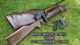 LoB Airsoft Mauser C96  M712 Schnellfeuer Carbine with custom wooden grips  Made by me [upl. by Hussey930]