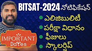 BITSAT2024 RegistrationEligibilityExam DatesFee detailsScholorshipPRASADSIRJEEMENTOR [upl. by Nelyag]