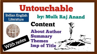 Untouchable by Mulk Raj Anand  Summary in Hindi [upl. by Haeckel476]