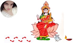 Laxmi Mata Drawing EasyHow To Draw Laxmi Mataji Step By Step For BeginnersDiwali Special Drawing [upl. by Attenohs]