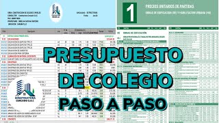 COMO HACER EL PRESUPUESTO DE UN COLEGIO CON REVISTA COSTOS PRECIO M2 DE CONSTRUCCIÓN DE FORMA RAPIDA [upl. by Hazmah]