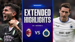 AC Milan vs Club Brugge Extended Highlights  UCL League Phase MD 3  CBS Sports Golazo [upl. by Elgna62]