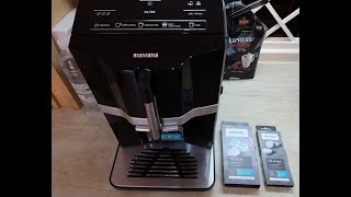 How to descale Siemens EQ300 with original Siemens tablets Calc n Clean Is original better [upl. by Navlys205]