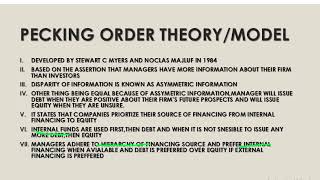 PECKING ORDER THEORY OF CAPITAL STRUCTURE FINANCIAL MANAGEMENT [upl. by Kiernan301]