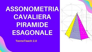 Assonometria cavaliera piramide esagonale appoggiata [upl. by Asiulairam]