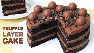 CHOCOLATE TRUFFLE LAYER CAKE WITH WHIPPED GANACHE FROSTING  Recipe  Dessert  Baking Cherry [upl. by Enirahtac]