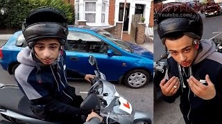 Biker Chases Possible Moped Thief After Crashing Into Deliver Rider LONDON UK [upl. by Eessac]