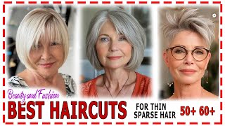 HAIRCUTS 2024💕 for women over 60 that will make you look younger Haircuts for thin sparse hair [upl. by Prud890]