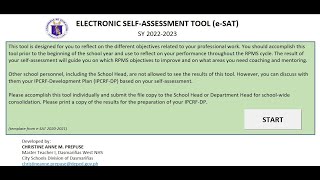 Electronic SelfAssessment Tool eSAT 20222023 [upl. by Dewitt]