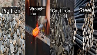 Difference Between Pig iron Wrought iron Cast Iron And Steel  An Overview [upl. by Bender134]