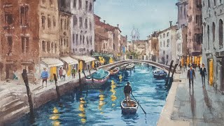 How to paint a Venice scene like a PRO  Watercolor landscape painting [upl. by Nenerb120]