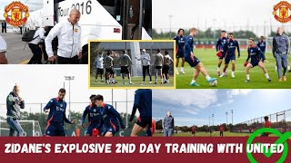 ZINEDINE ZIDANE TAKES CHARGE SHOCKING SECOND TRAINING SESSION AS MANCHESTER UNITED BOSS [upl. by Eenor579]