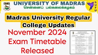 Madras University Regular Affiliated November 2024 Timetable Released 👍 [upl. by Christophe]